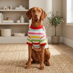 Make Merry Nordstrom Rainbow Striped Dog Shirt Size Medium/Large